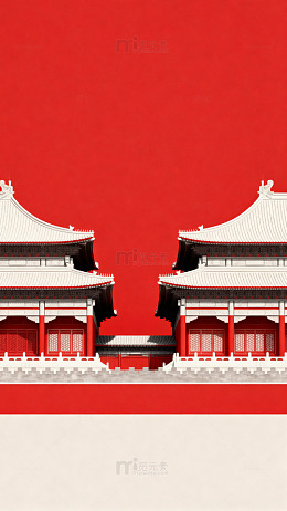 古建筑红色背景