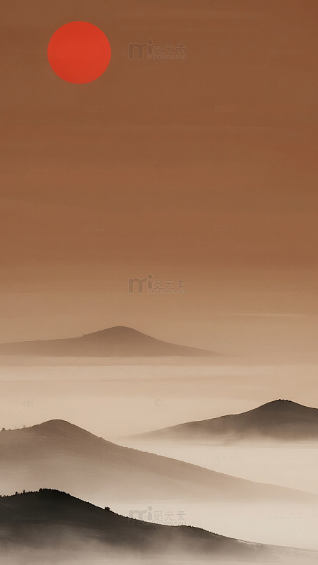 棕色背景红色圆点极简图