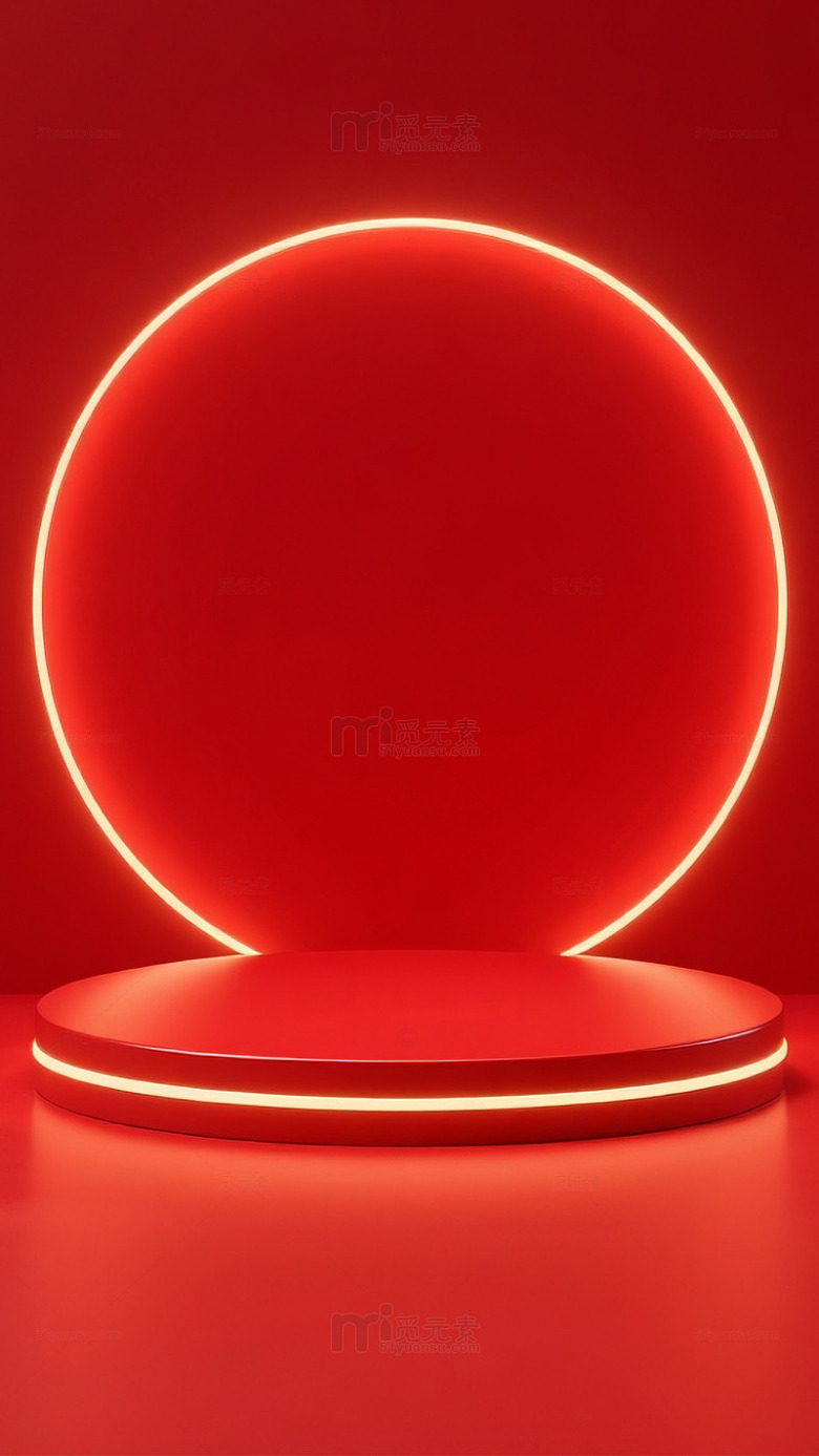 电商喜庆虹圆纯色喜庆活动促销展台