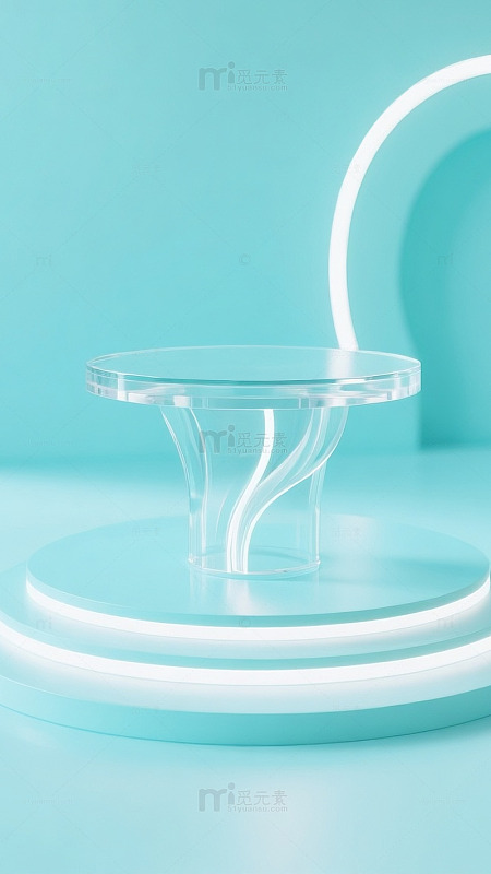 浅蓝霓虹透明电商活动促销清新时尚展台