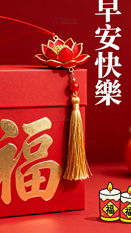 红色喜庆早安福字装饰