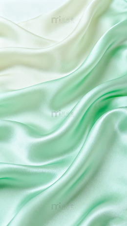 丝滑纹理布艺绿白色系渐变丝绸质感背景
