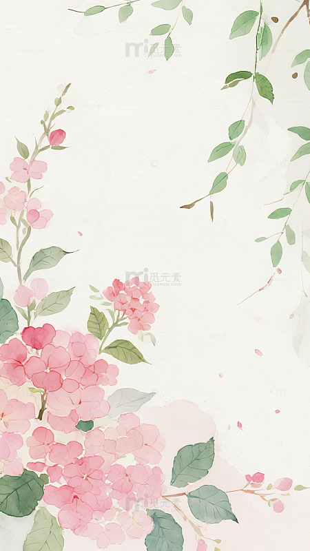 水彩花卉装饰图案设计素材