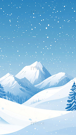 冬日雪景插画风光