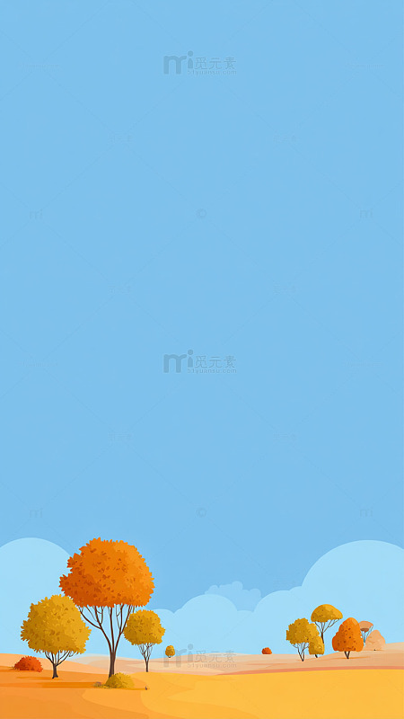 秋日沙漠风景插画