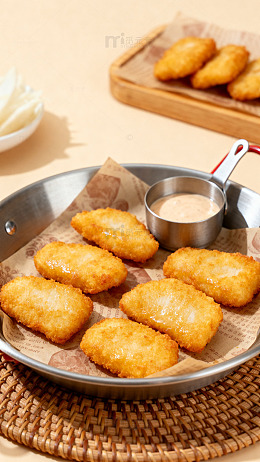 金黄炸鸡块美食摄影