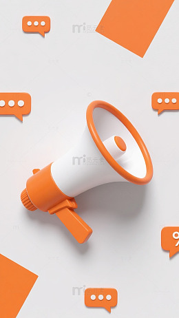 橙色扩音器对话气泡设计素材