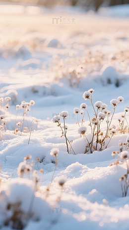 冬日雪景植物特写
