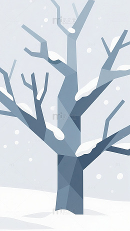 冬季雪景树插画