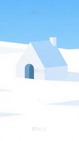 极简风白墙建筑插画