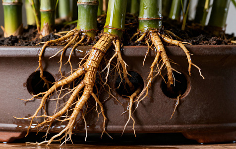 盆栽植物根系特写