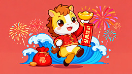 卡通马年庆祝插画1