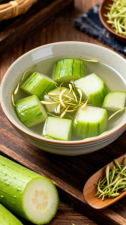 清新黄瓜汤美食摄影图片