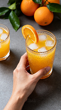 夏日冰饮鲜橙饮品摄影