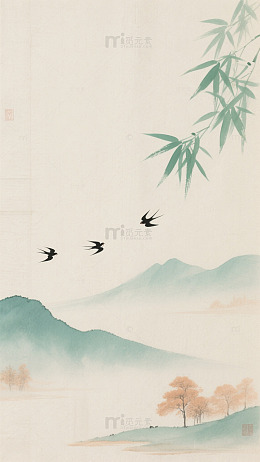 中国风山水写意背景图