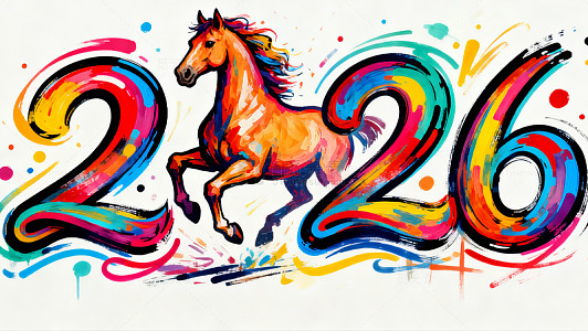 彩马跃年艺术画作