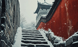 雪中古建筑风光摄影