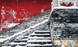 雪中故宫台阶摄影