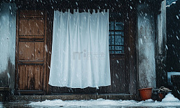 雪景窗前老屋情