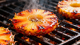 烤菠萝美食烧烤场景摄影