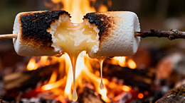 烤棉花糖美食摄影图片