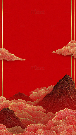 中国风山水画云彩山峦背景