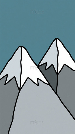 简约风格雪山插画