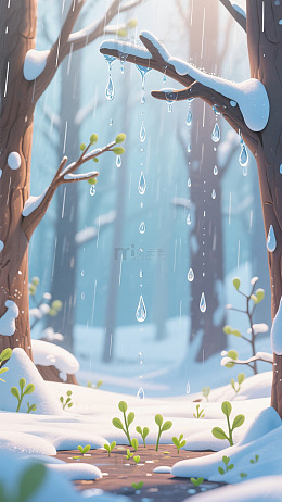 冬日雪景雨滴插画