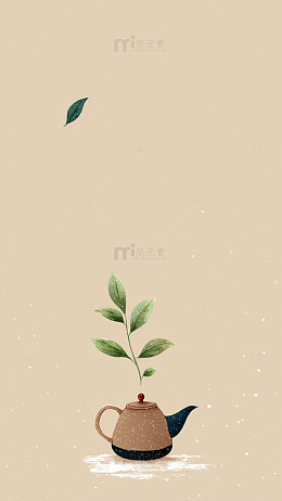淡雅茶具插画设计图