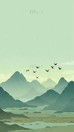 山水风景插画设计