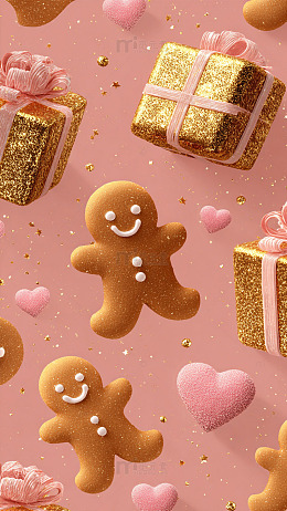 圣诞欢乐姜饼人礼盒背景