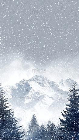 雪山飘雪冬日景