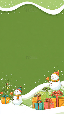 卡通圣诞雪人礼物背景图