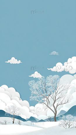 冬季雪景卡通插画