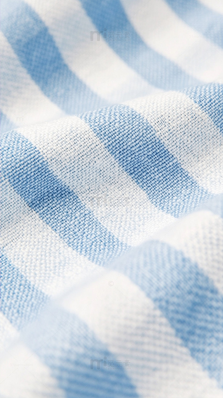 蓝白格子布料特写