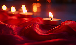 烛光浪漫红绸画面
