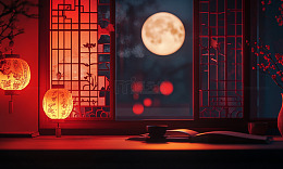古风中秋夜静思场景
