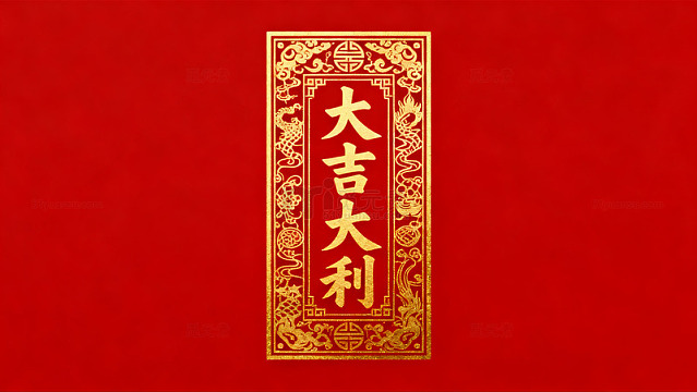 红色喜庆大吉大利对联装饰素材