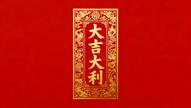 红色喜庆大吉大利对联装饰素材