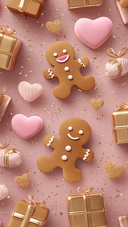 温馨姜饼人节日装饰图