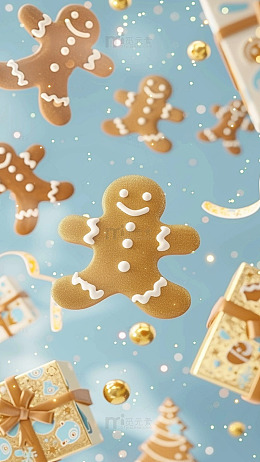 姜饼人节日庆典插画设计