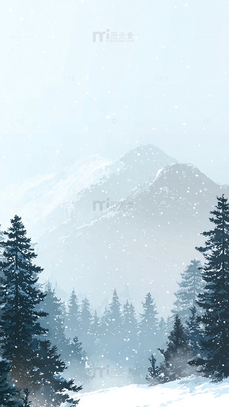 雪景山林冬日风光