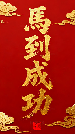 红色喜庆马到成功祝福图片