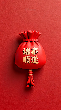 喜庆红福袋祝福语装饰素材