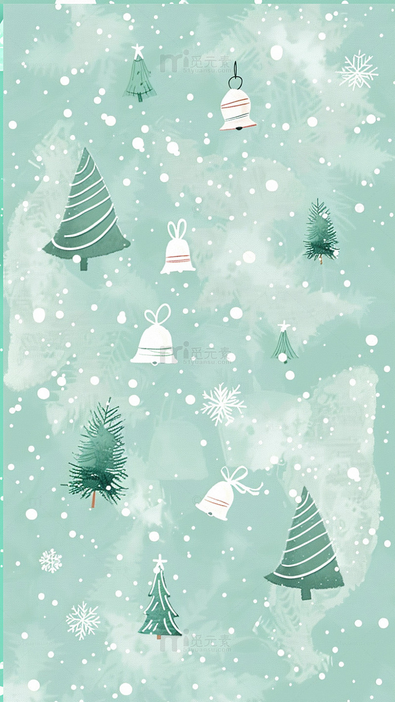 圣诞树雪花节日插画