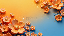 渐变背景花卉装饰设计素材