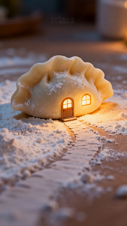 创意饺子小屋装饰摄影