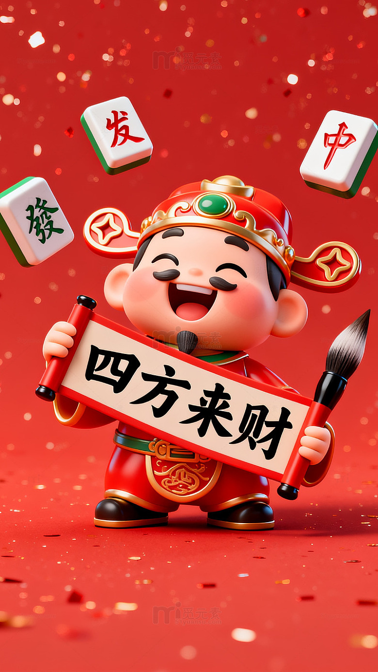 财神送财喜庆插画