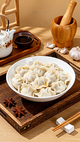 中式美食饺子静物摄影