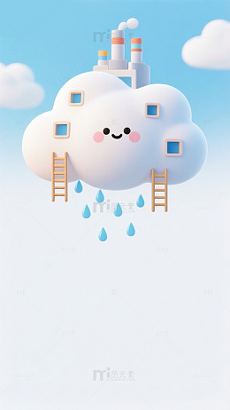 可爱云彩房屋插画